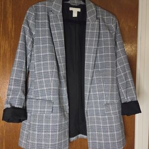 Women's Gray Plaid Blazer